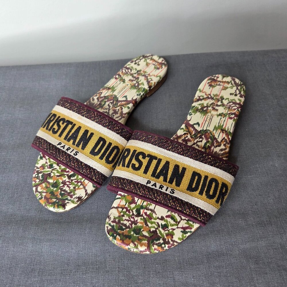 Women's - Dior Dway Slide Sandals EU 35.5 Floral Tapestry w/ Official COA - Picture 3 of 12